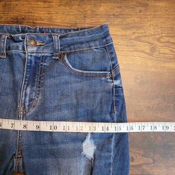 Wax Jeans Size 28 Mid Rise Skinny Medium Light Wash Ripped Stretch Denim - Picture 6 of 10